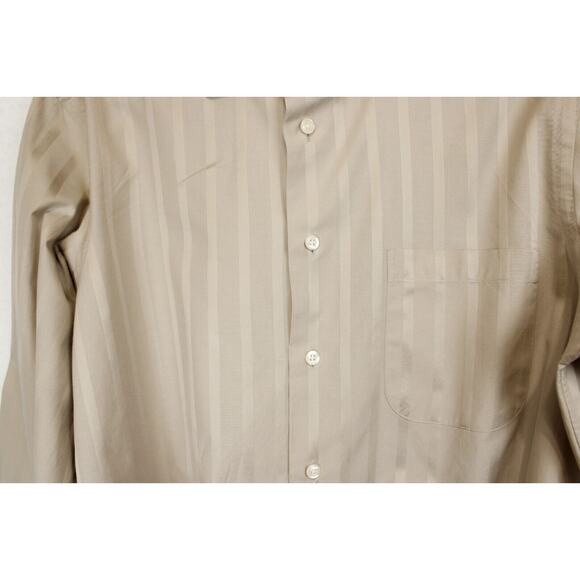 Paul Fredrick Dress Shirt Men 15 1/2 - 34 Imperial 100s Two Ply French Cuff Tan - Picture 9 of 9